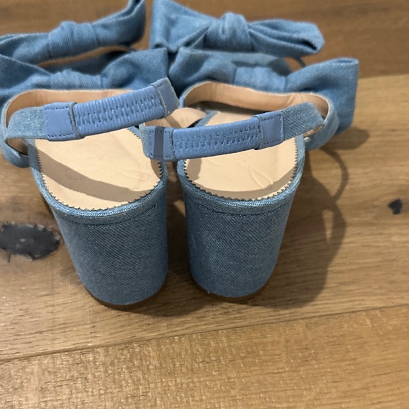 Like New J. Crew Lucie bow slingback sandals in denim twill 8.5 - Picture 4 of 5
